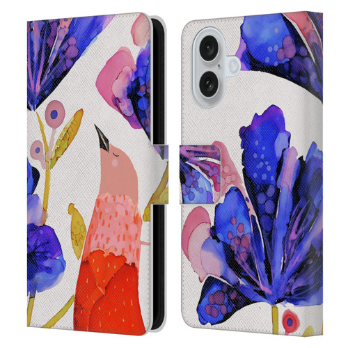 Sylvie Demers Birds 3 Red Leather Book Wallet Case Cover For Apple iPhone 16