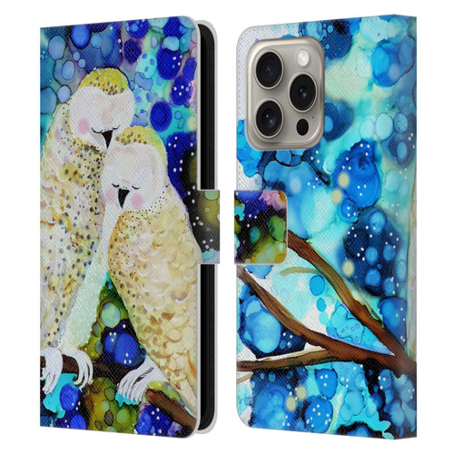 Sylvie Demers Birds 3 Owls Leather Book Wallet Case Cover For Apple iPhone 16 Pro