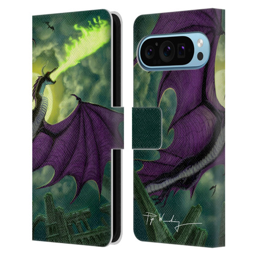 Piya Wannachaiwong Black Dragons Full Moon Leather Book Wallet Case Cover For Google Pixel 9 / Pixel 9 Pro