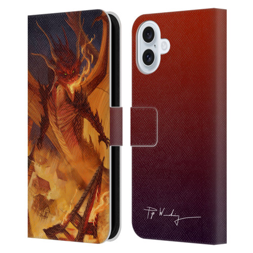 Piya Wannachaiwong Dragons Of Fire Dragonfire Leather Book Wallet Case Cover For Apple iPhone 16 Plus