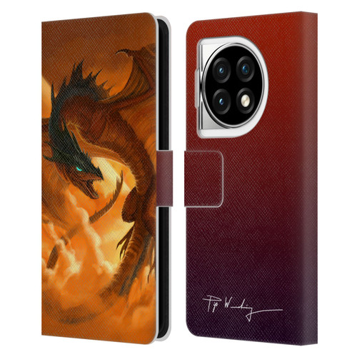 Piya Wannachaiwong Dragons Of Fire Sunrise Leather Book Wallet Case Cover For OPPO OnePlus Ace 3 5G