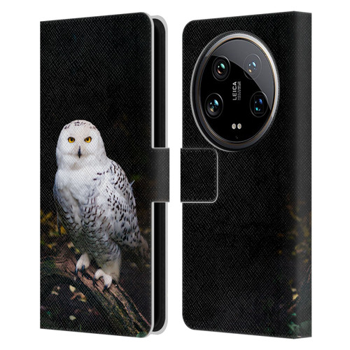 Patrik Lovrin Animal Portraits Majestic Winter Snowy Owl Leather Book Wallet Case Cover For Xiaomi 14 Ultra