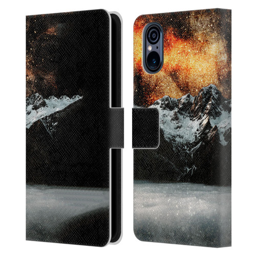 Patrik Lovrin Dreams Vs Reality Burning Galaxy Above Mountains Leather Book Wallet Case Cover For Sony Xperia 5 V 5G