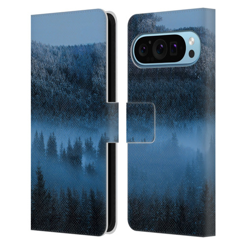 Patrik Lovrin Magical Foggy Landscape Magical Fog Over Snowy Forest Leather Book Wallet Case Cover For Google Pixel 9 / Pixel 9 Pro
