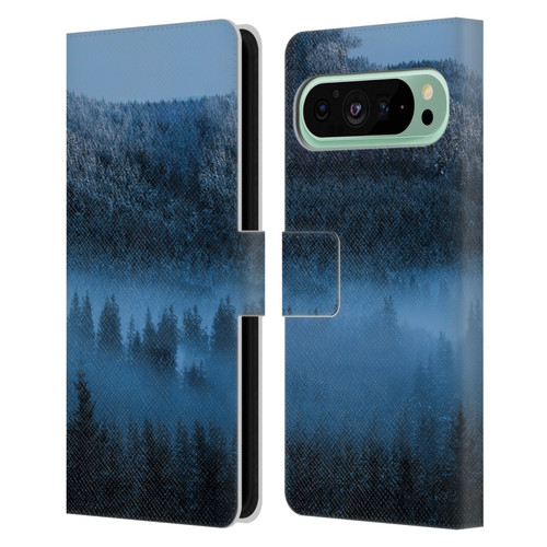 Patrik Lovrin Magical Foggy Landscape Magical Fog Over Snowy Forest Leather Book Wallet Case Cover For Google Pixel 9 Pro XL
