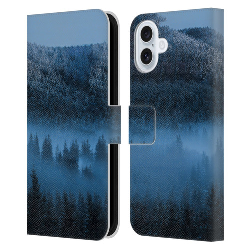 Patrik Lovrin Magical Foggy Landscape Magical Fog Over Snowy Forest Leather Book Wallet Case Cover For Apple iPhone 16 Plus