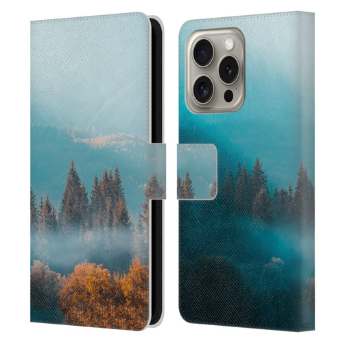 Patrik Lovrin Magical Foggy Landscape Autumn Forest Leather Book Wallet Case Cover For Apple iPhone 16 Pro