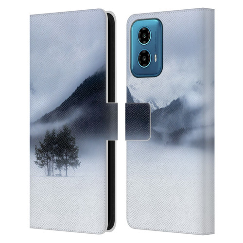 Patrik Lovrin Magical Foggy Landscape Fog, Mountains And A Tree Leather Book Wallet Case Cover For Motorola Moto G34 5G