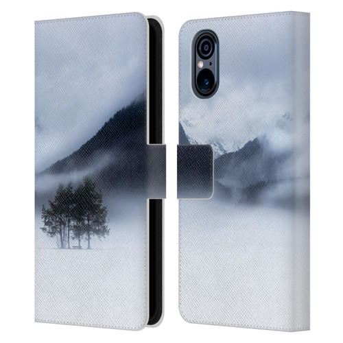 Patrik Lovrin Magical Foggy Landscape Fog, Mountains And A Tree Leather Book Wallet Case Cover For Sony Xperia 5 V 5G