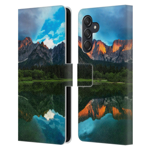Patrik Lovrin Magical Lakes Burning Sunset Over Mountains Leather Book Wallet Case Cover For Samsung Galaxy M55 5G