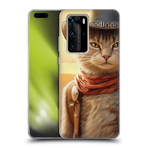 Michael David Ward Animals Kitty Cowboy Soft Gel Case for Huawei P40 Pro / P40 Pro Plus 5G