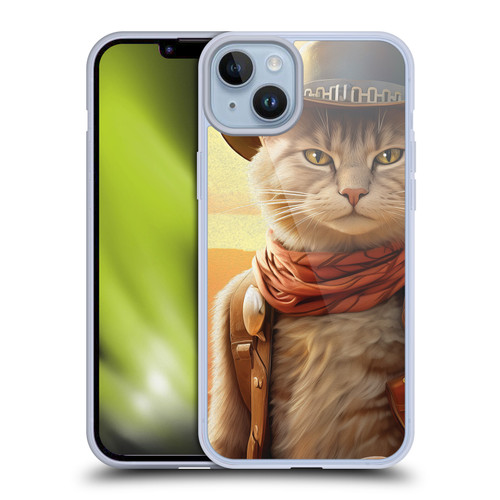 Michael David Ward Animals Kitty Cowboy Soft Gel Case for Apple iPhone 14 Plus