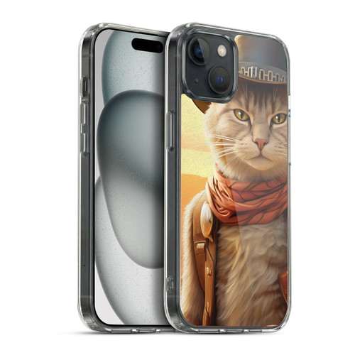 Michael David Ward Animals Kitty Cowboy Soft Gel Case for Apple iPhone 15 Plus & MagSafe