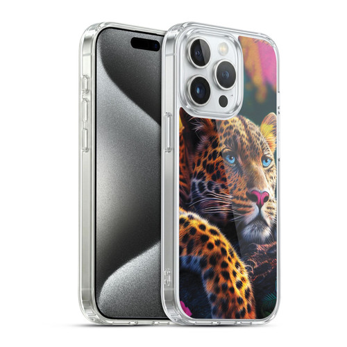 Michael David Ward Animals Reclining Leopard Soft Gel Case for Apple iPhone 15 Pro & MagSafe