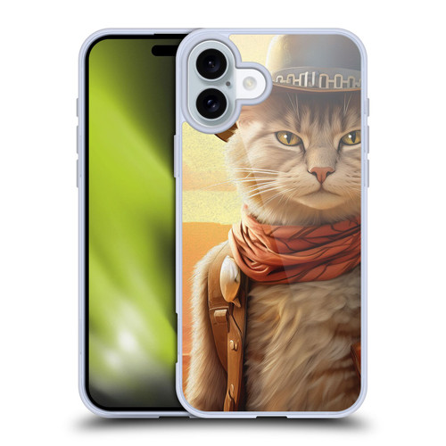Michael David Ward Animals Kitty Cowboy Soft Gel Case for Apple iPhone 16 Plus