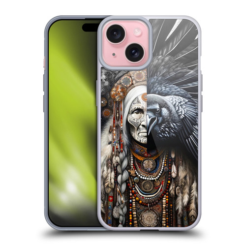 Shambhala Light Visionary Art Celestial Graphics Ravens-Face Soft Gel Case for Apple iPhone 15