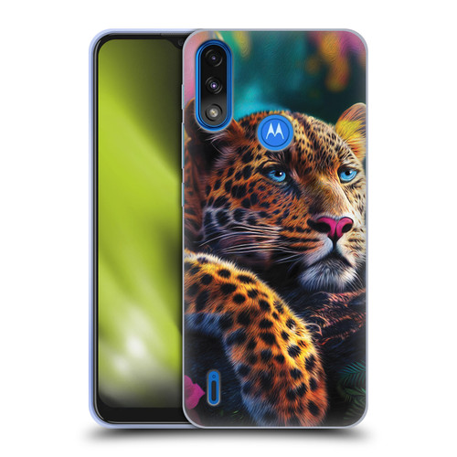 Michael David Ward Animals Reclining Leopard Soft Gel Case for Motorola Moto E7 Power / Moto E7i Power