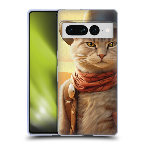 Michael David Ward Animals Kitty Cowboy Soft Gel Case for Google Pixel 7 Pro