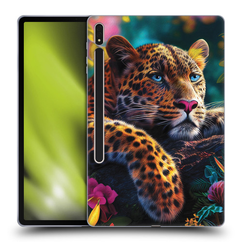 Michael David Ward Animals Reclining Leopard Soft Gel Case for Samsung Galaxy Tab S8 Plus