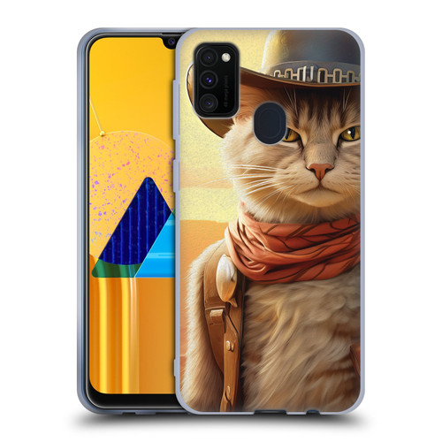 Michael David Ward Animals Kitty Cowboy Soft Gel Case for Samsung Galaxy M30s (2019)/M21 (2020)