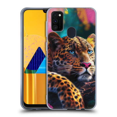 Michael David Ward Animals Reclining Leopard Soft Gel Case for Samsung Galaxy M30s (2019)/M21 (2020)