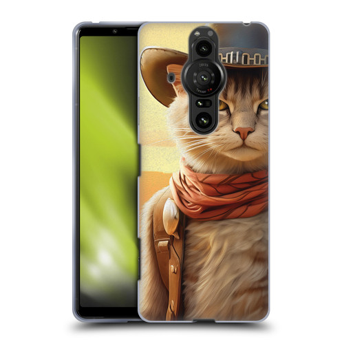 Michael David Ward Animals Kitty Cowboy Soft Gel Case for Sony Xperia Pro-I