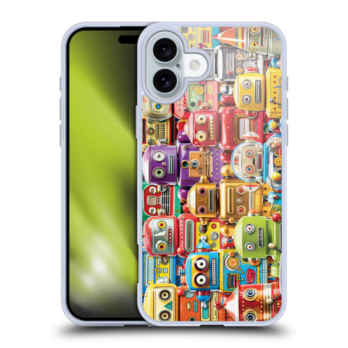 Michael David Ward Fantasy & Whimsical Toy Robots Soft Gel Case for Apple iPhone 16 Plus
