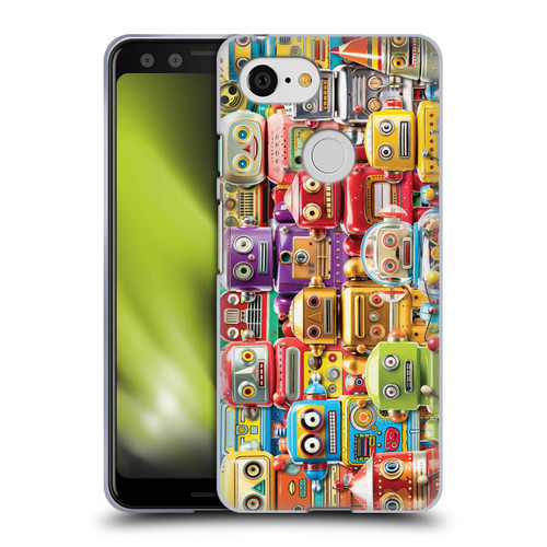 Michael David Ward Fantasy & Whimsical Toy Robots Soft Gel Case for Google Pixel 3