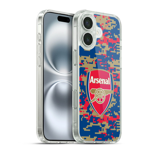 Arsenal FC Crest Patterns Digital Camouflage Soft Gel Case for Apple iPhone 16 Plus & MagSafe
