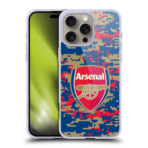 Arsenal FC Crest Patterns Digital Camouflage Soft Gel Case for Apple iPhone 16 Pro Max