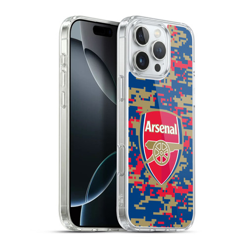 Arsenal FC Crest Patterns Digital Camouflage Soft Gel Case for Apple iPhone 16 Pro Max & MagSafe