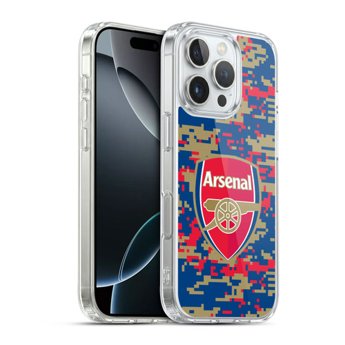 Arsenal FC Crest Patterns Digital Camouflage Soft Gel Case for Apple iPhone 16 Pro & MagSafe