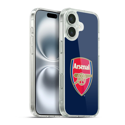 Arsenal FC Crest 2 Full Colour Blue Soft Gel Case for Apple iPhone 16 Plus & MagSafe