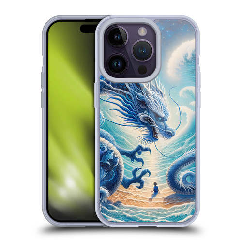 Shambhala Light Visionary Art Ethereal Graphics Blue Dragon Wave Soft Gel Case for Apple iPhone 14 Pro