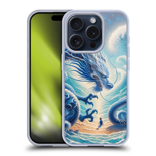 Shambhala Light Visionary Art Ethereal Graphics Blue Dragon Wave Soft Gel Case for Apple iPhone 15 Pro