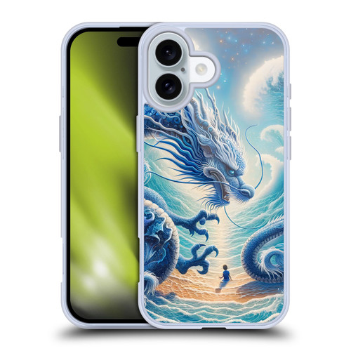 Shambhala Light Visionary Art Ethereal Graphics Blue Dragon Wave Soft Gel Case for Apple iPhone 16