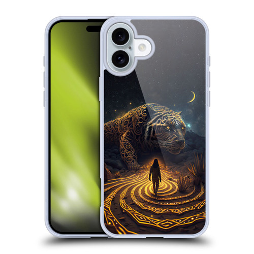 Shambhala Light Visionary Art Ethereal Graphics Big Cat Glow Soft Gel Case for Apple iPhone 16 Plus
