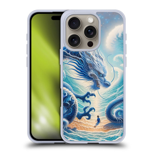 Shambhala Light Visionary Art Ethereal Graphics Blue Dragon Wave Soft Gel Case for Apple iPhone 16 Pro