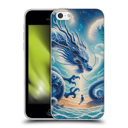Shambhala Light Visionary Art Ethereal Graphics Blue Dragon Wave Soft Gel Case for Apple iPhone 5c