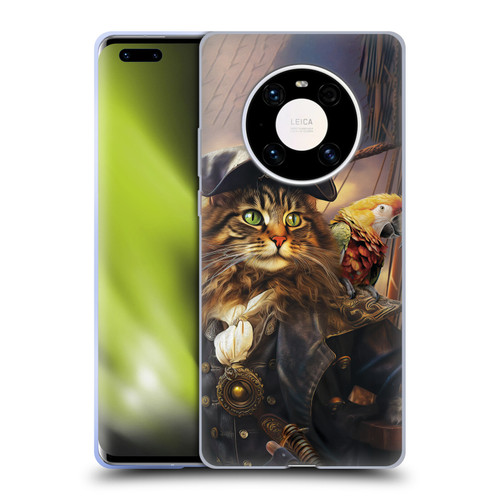 Michael David Ward Humor & Botanicals Captain Cat Soft Gel Case for Huawei Mate 40 Pro 5G