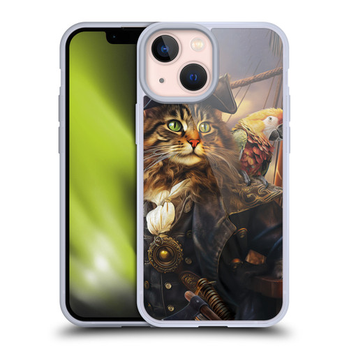 Michael David Ward Humor & Botanicals Captain Cat Soft Gel Case for Apple iPhone 13 Mini