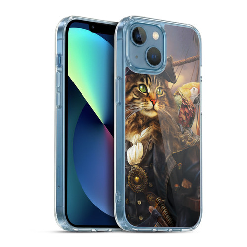 Michael David Ward Humor & Botanicals Captain Cat Soft Gel Case for Apple iPhone 13 Mini & MagSafe