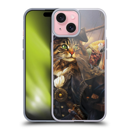Michael David Ward Humor & Botanicals Captain Cat Soft Gel Case for Apple iPhone 15