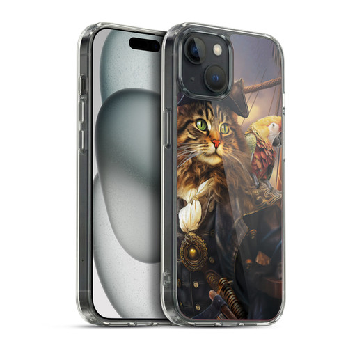 Michael David Ward Humor & Botanicals Captain Cat Soft Gel Case for Apple iPhone 15 Plus & MagSafe