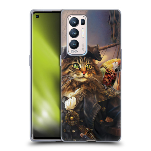 Michael David Ward Humor & Botanicals Captain Cat Soft Gel Case for OPPO Find X3 Neo / Reno5 Pro+ 5G