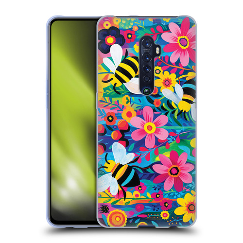 Michael David Ward Humor & Botanicals Bees and Flowers Soft Gel Case for OPPO Reno 2