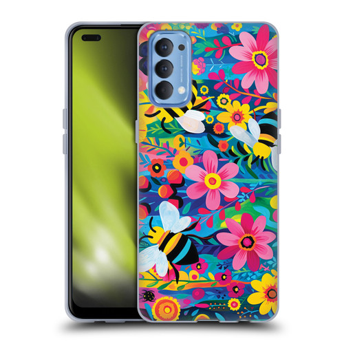 Michael David Ward Humor & Botanicals Bees and Flowers Soft Gel Case for OPPO Reno 4 5G