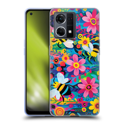 Michael David Ward Humor & Botanicals Bees and Flowers Soft Gel Case for OPPO Reno8 4G