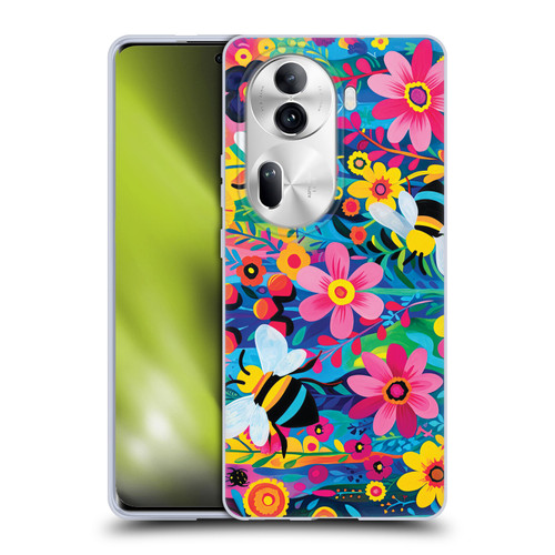 Michael David Ward Humor & Botanicals Bees and Flowers Soft Gel Case for OPPO Reno11 Pro