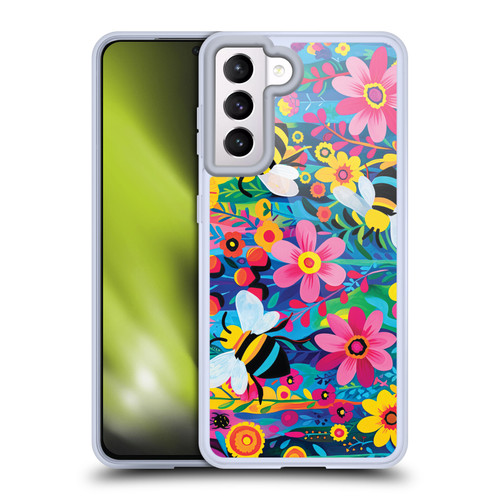 Michael David Ward Humor & Botanicals Bees and Flowers Soft Gel Case for Samsung Galaxy S21 5G